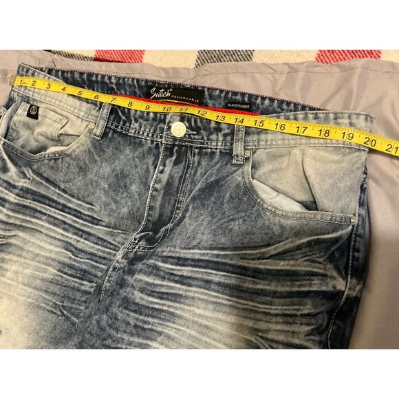 SWITCH REMARKABLE Men's Slim Straight Destroyed Acid Wash Jeans 40 X 32 - Picture 5 of 7